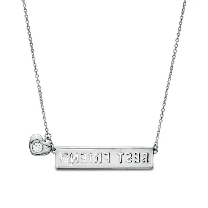 Goldia Necklaces 01 CT TW Natural Diamond BEST FRIEND Cutout with Heart Necklace in Sterling Silver Goldia Necklaces 01 CT TW Natural Diamond BEST FRIEND Cutout with Heart Necklace in Sterling Silver