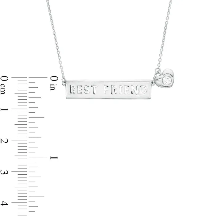 Goldia Necklaces 01 CT TW Natural Diamond BEST FRIEND Cutout with Heart Necklace in Sterling Silver Goldia Necklaces 01 CT TW Natural Diamond BEST FRIEND Cutout with Heart Necklace in Sterling Silver