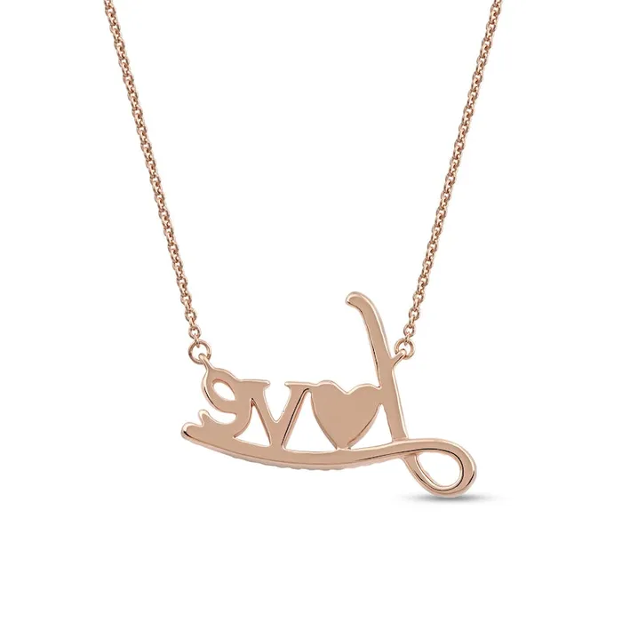Goldia Necklaces 01 CT TW Natural Diamond Love with Heart Necklace in 10K Rose Gold Goldia Necklaces 01 CT TW Natural Diamond Love with Heart Necklace in 10K Rose Gold