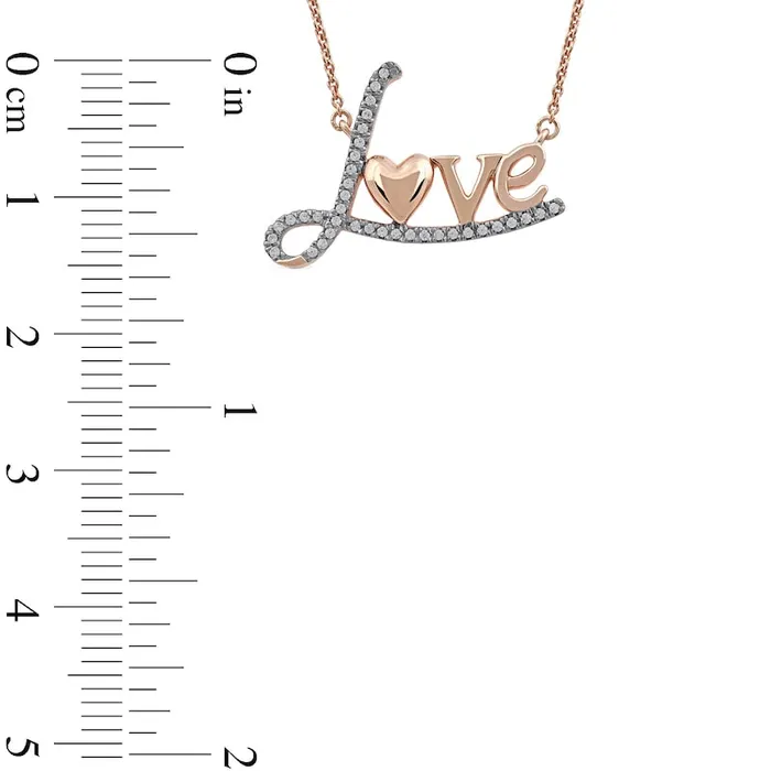 Goldia Necklaces 01 CT TW Natural Diamond Love with Heart Necklace in 10K Rose Gold Goldia Necklaces 01 CT TW Natural Diamond Love with Heart Necklace in 10K Rose Gold
