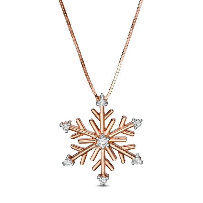 Goldia Necklaces 01 CT TW Natural Diamond Snowflake Pendant in 10K Rose Gold Goldia Necklaces 01 CT TW Natural Diamond Snowflake Pendant in 10K Rose Gold