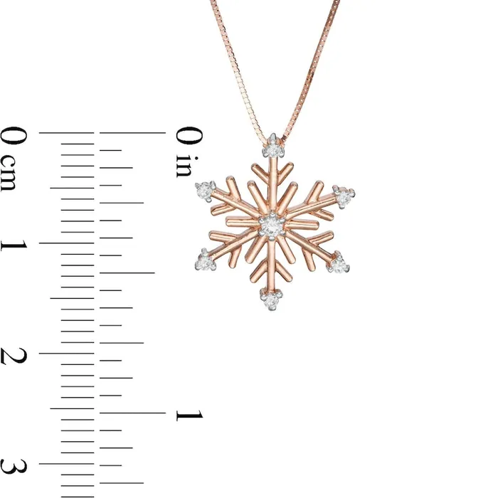 Goldia Necklaces 01 CT TW Natural Diamond Snowflake Pendant in 10K Rose Gold Goldia Necklaces 01 CT TW Natural Diamond Snowflake Pendant in 10K Rose Gold
