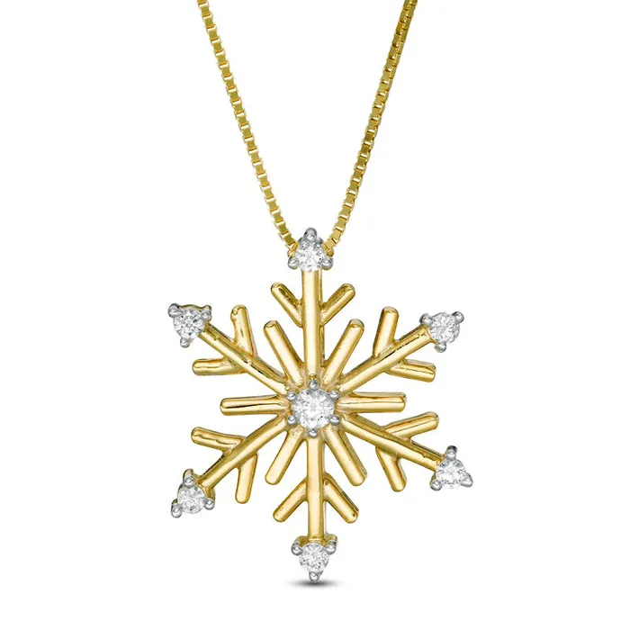 Goldia Necklaces 01 CT TW Natural Diamond Snowflake Pendant in 10K Yellow Gold Goldia Necklaces 01 CT TW Natural Diamond Snowflake Pendant in 10K Yellow Gold