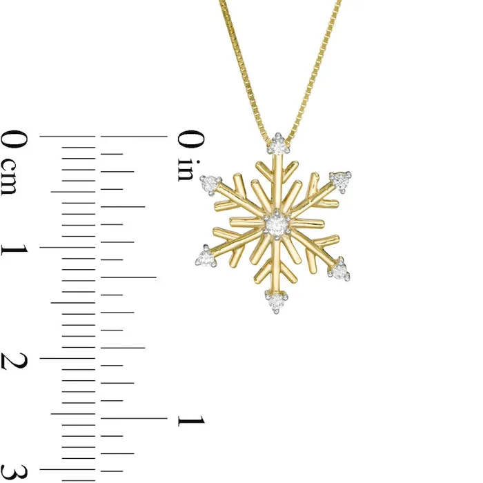 Goldia Necklaces 01 CT TW Natural Diamond Snowflake Pendant in 10K Yellow Gold Goldia Necklaces 01 CT TW Natural Diamond Snowflake Pendant in 10K Yellow Gold