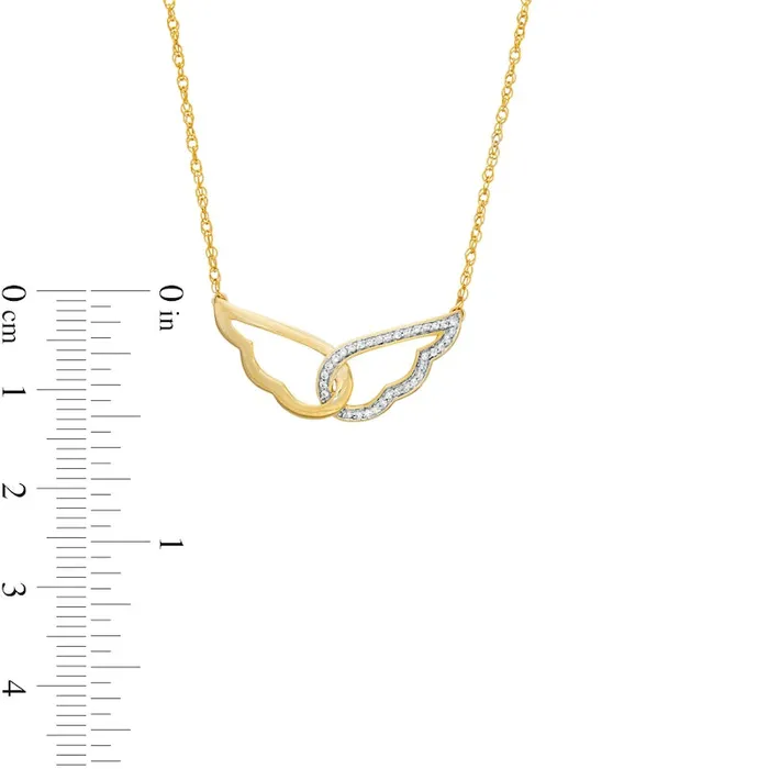 Goldia Necklaces 013 CT TW Natural Diamond Wings Necklace in 10K Yellow Gold Goldia Necklaces 013 CT TW Natural Diamond Wings Necklace in 10K Yellow Gold