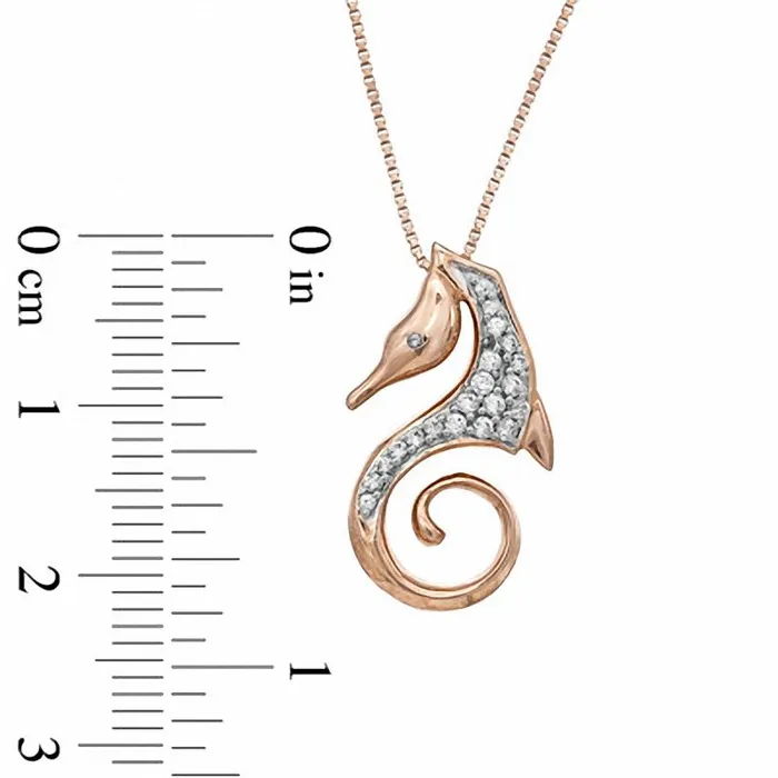 Goldia Necklaces 017 CT TW Natural Diamond Seahorse Pendant in Sterling Silver and 14K Rose Gold Plate Goldia Necklaces 017 CT TW Natural Diamond Seahorse Pendant in Sterling Silver and 14K Rose Gold Plate