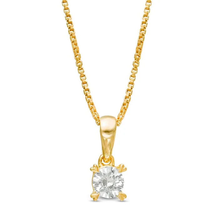Goldia Necklaces 02 CT TW Natural Clarity Enhanced Solitaire with Heart Prongs Pendant in 10K Yellow Gold Goldia Necklaces 02 CT TW Natural Clarity Enhanced Solitaire with Heart Prongs Pendant in 10K Yellow Gold