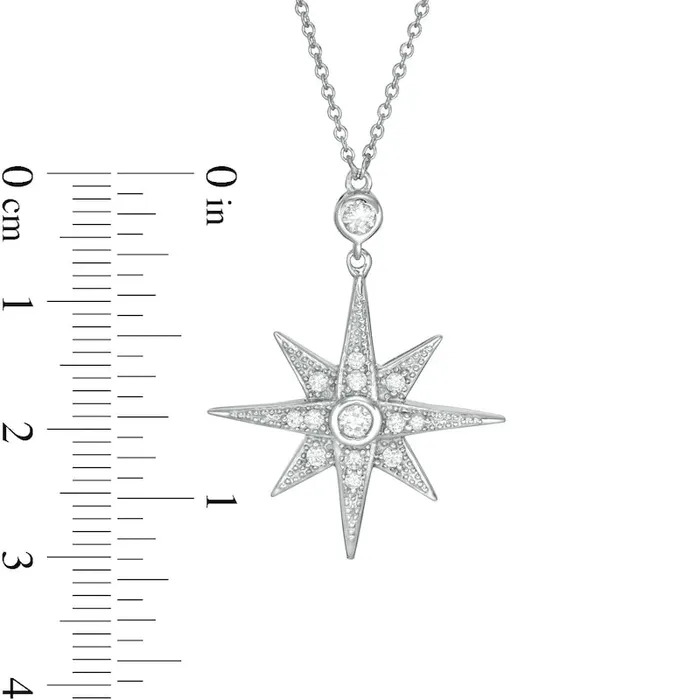 Goldia Necklaces 033 CT TW Natural Diamond North Star Pendant in Sterling Silver Goldia Necklaces 033 CT TW Natural Diamond North Star Pendant in Sterling Silver