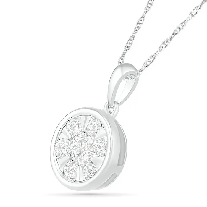 Goldia Necklaces 05 CT TW Composite Natural Diamond Circle Pendant in 10K White Gold Goldia Necklaces 05 CT TW Composite Natural Diamond Circle Pendant in 10K White Gold