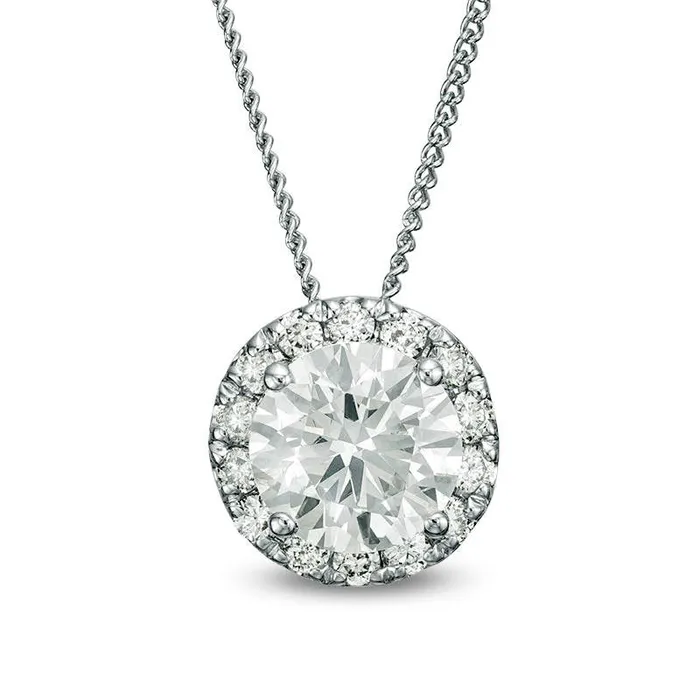 Goldia Necklaces 075 CT TW Certified Natural Diamond Frame Pendant in 14K White Gold ISI2 Goldia Necklaces 075 CT TW Certified Natural Diamond Frame Pendant in 14K White Gold ISI2