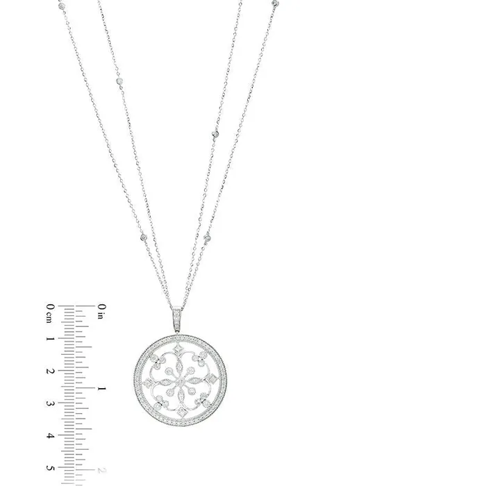Goldia Necklaces 1 CT TW Natural Diamond Filigree Antique VintageStyle Medallion Pendant in 14K White Gold Goldia Necklaces 1 CT TW Natural Diamond Filigree Antique VintageStyle Medallion Pendant in 14K White Gold