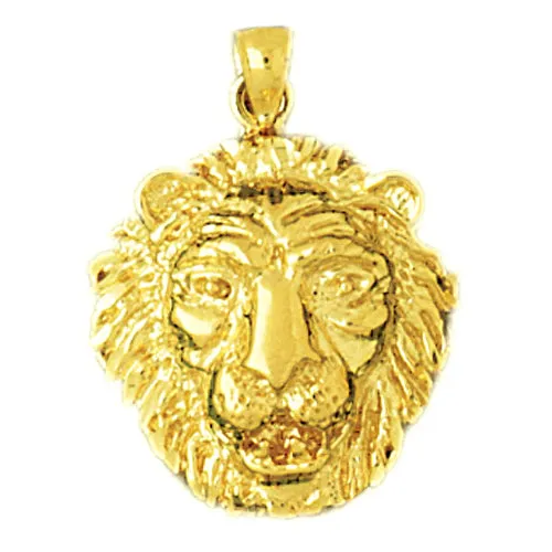 Goldia Necklaces 14K Gold 20MM Lion Head Pendant