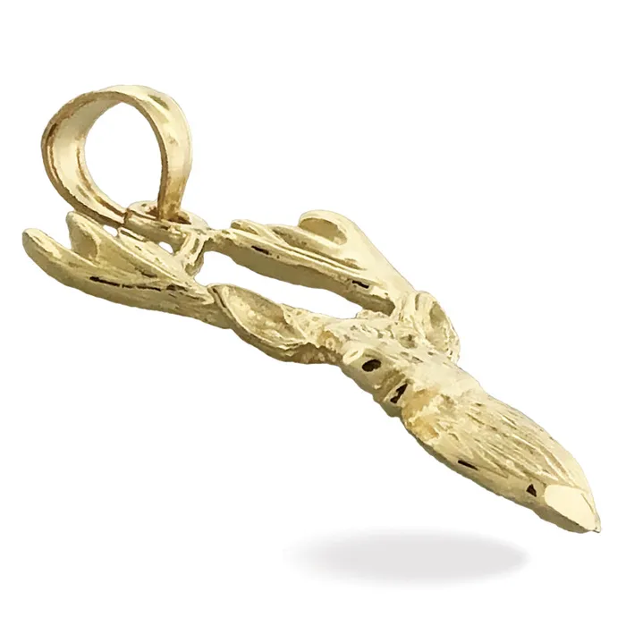 Goldia Necklaces 14K Gold 23MM Deer Head with Antlers Pendant