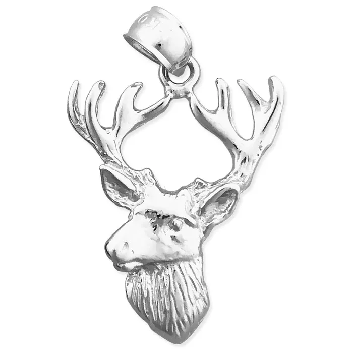 Goldia Necklaces 14K Gold 23MM Deer Head with Antlers Pendant