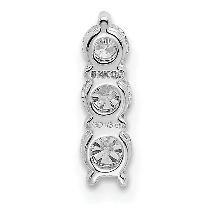 Goldia Necklaces 14k White Gold 13 Ct Lab Grown Diamond VSSI G Three Stone Chain Slide Pendant
