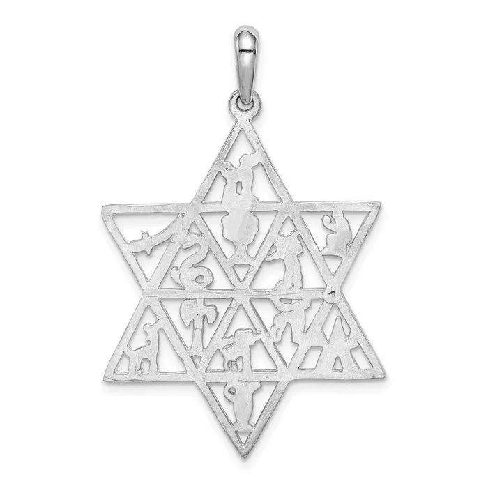 Goldia Necklaces 14k White Gold 12 Tribes Star of David Pendant