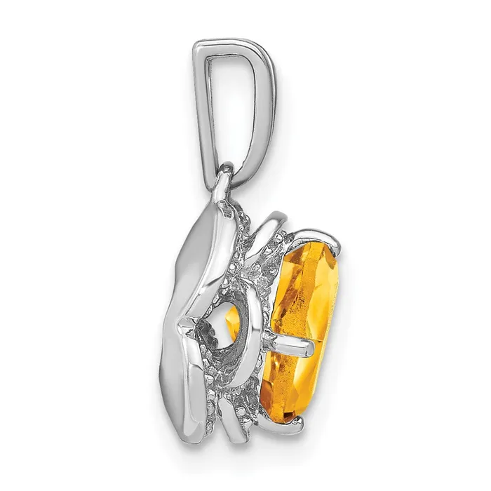 Goldia Necklaces 14k White Gold Cushion Citrine and Real Diamond Pendant