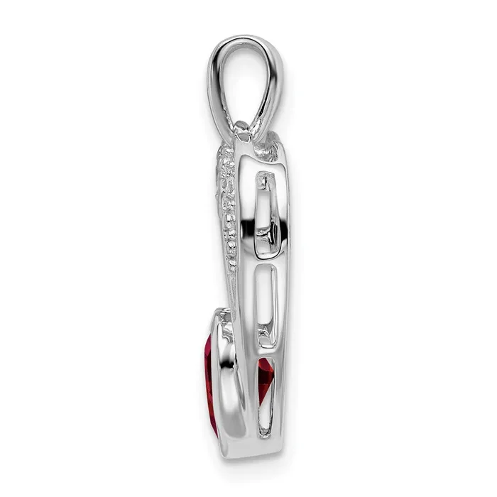 Goldia Necklaces 14k White Gold Garnet and Real Diamond Heart Pendant