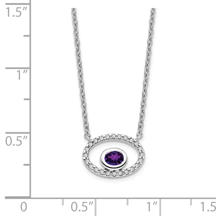 Goldia Necklaces 14k White Gold Oval Amethyst and Real Diamond 18in Necklace