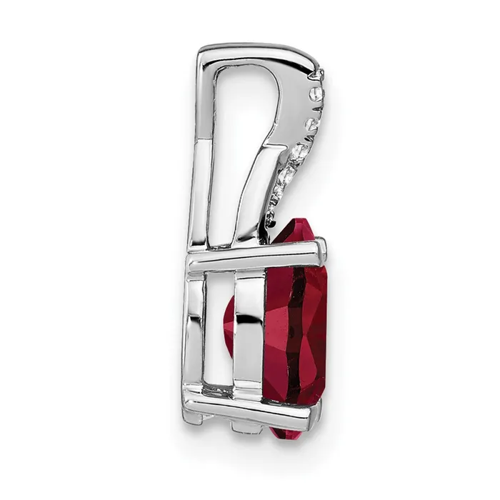 Goldia Necklaces 14k White Gold Oval Created Ruby and Real Diamond Pendant