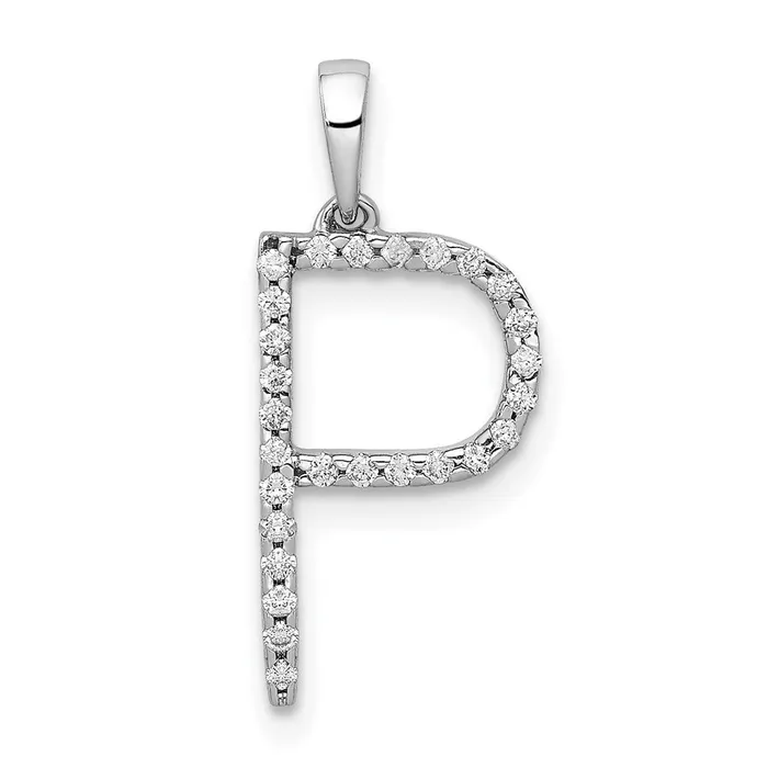 Goldia Necklaces 14K White Gold Real Diamond Letter P Initial Pendant