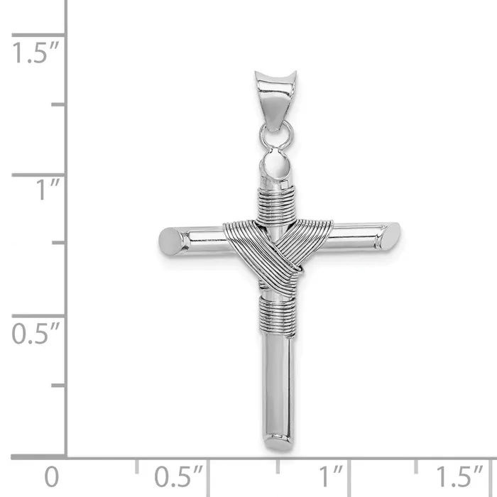 Goldia Necklaces 14k White Gold wCenter Wrap Tube Cross Pendant