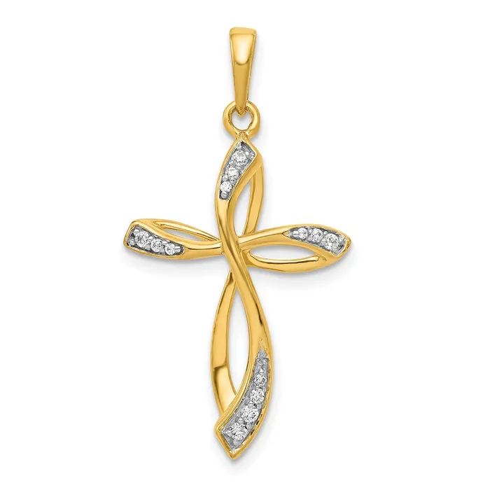 Goldia Necklaces 14k Yellow Gold 110ct Real Diamond Cross Pendant