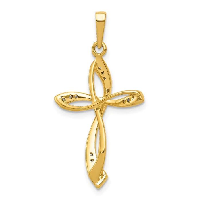 Goldia Necklaces 14k Yellow Gold 110ct Real Diamond Cross Pendant