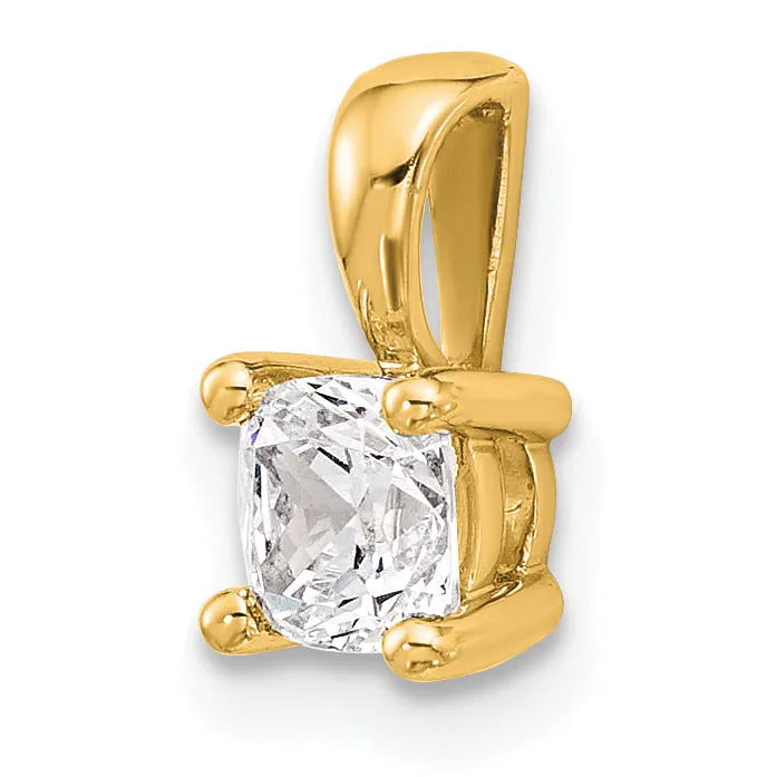 Goldia Necklaces 14k Yellow Gold 12 Ct Lab Grown Diamond VSSI G Cushion Four Prong Pendant