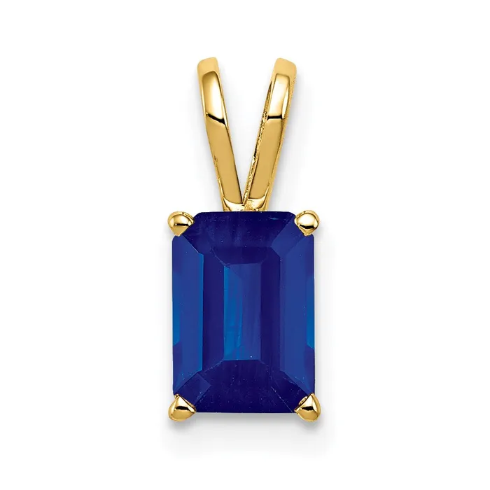 Goldia Necklaces 14K Yellow Gold 8x6mm Emerald Cut Sapphire pendant