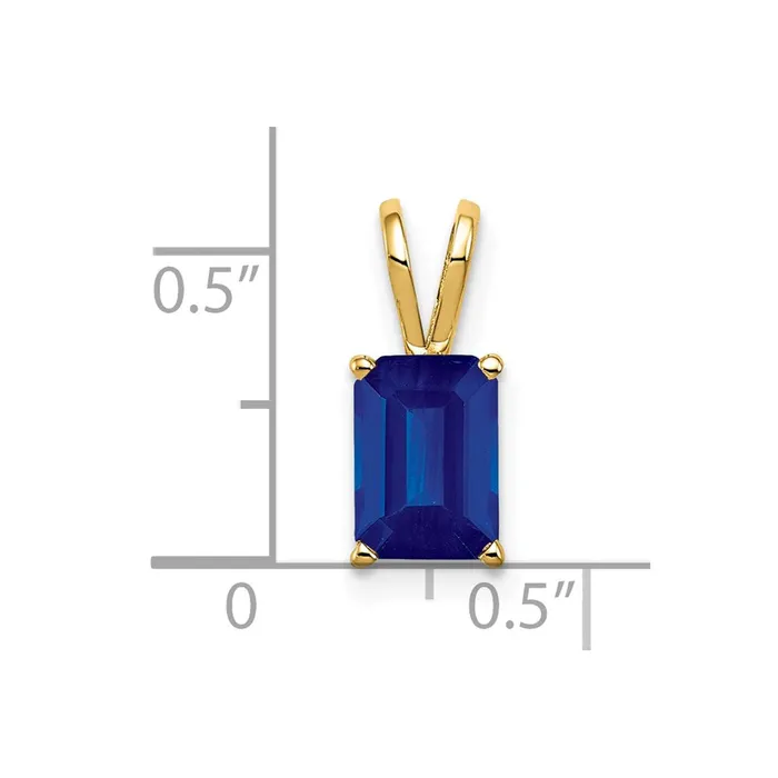 Goldia Necklaces 14K Yellow Gold 8x6mm Emerald Cut Sapphire pendant