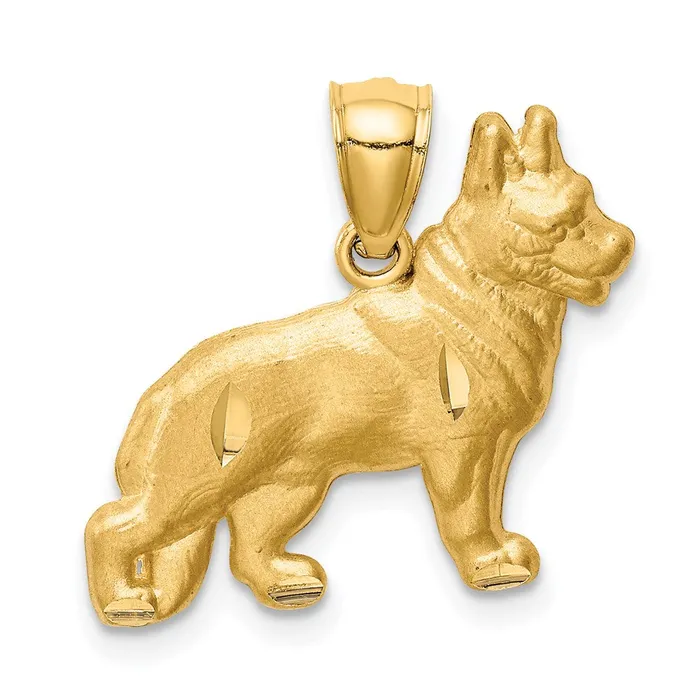 Goldia Necklaces 14k Yellow Gold Diamondcut German Shepherd Pendant