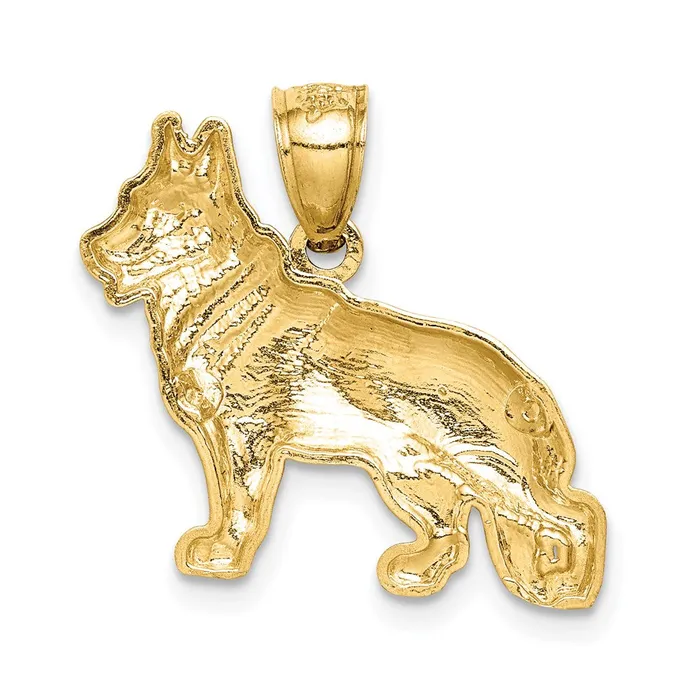 Goldia Necklaces 14k Yellow Gold Diamondcut German Shepherd Pendant