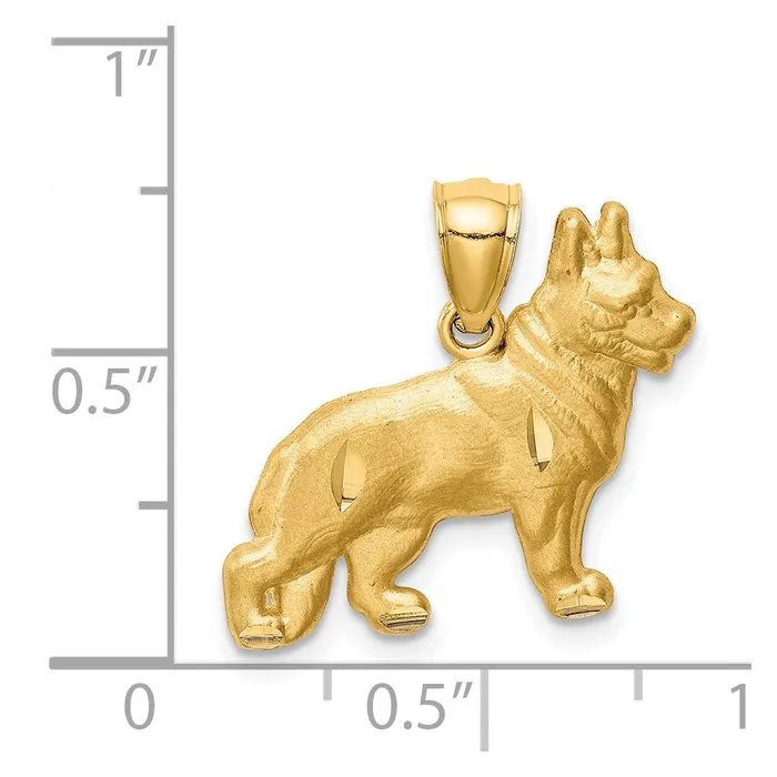 Goldia Necklaces 14k Yellow Gold Diamondcut German Shepherd Pendant