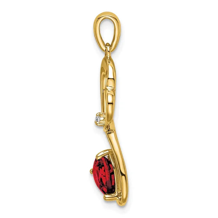 Goldia Necklaces 14K Yellow Gold Garnet and Real Diamond Heart Pendant