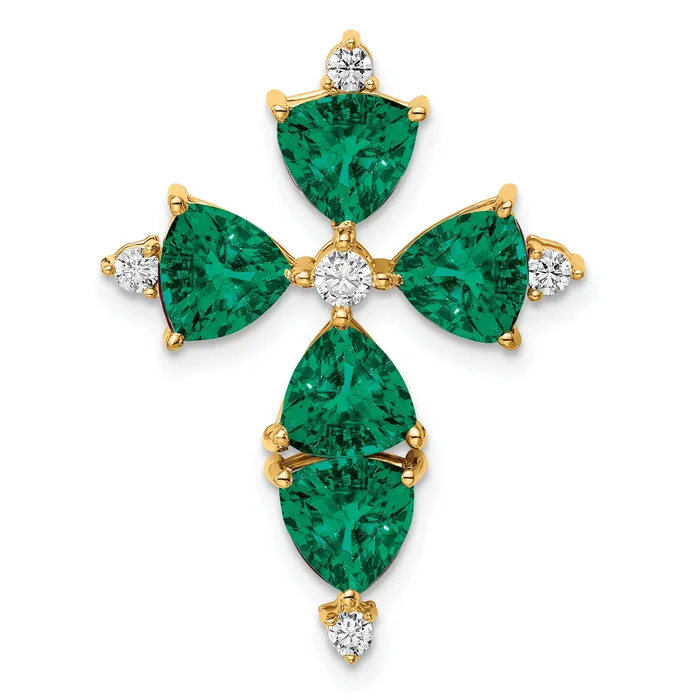 Goldia Necklaces 14k Yellow Gold Lab Grown VSSI FGH Diamond Created Emerald Pendant Goldia Necklaces 14k Yellow Gold Lab Grown VSSI FGH Diamond Created Emerald Pendant