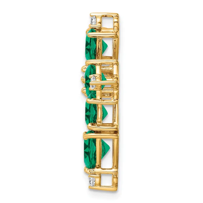 Goldia Necklaces 14k Yellow Gold Lab Grown VSSI FGH Diamond Created Emerald Pendant