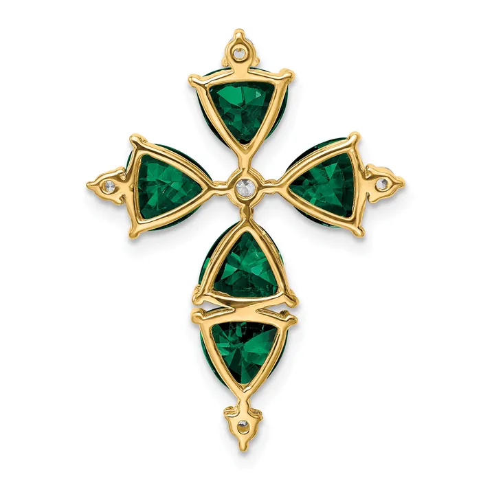 Goldia Necklaces 14k Yellow Gold Lab Grown VSSI FGH Diamond Created Emerald Pendant