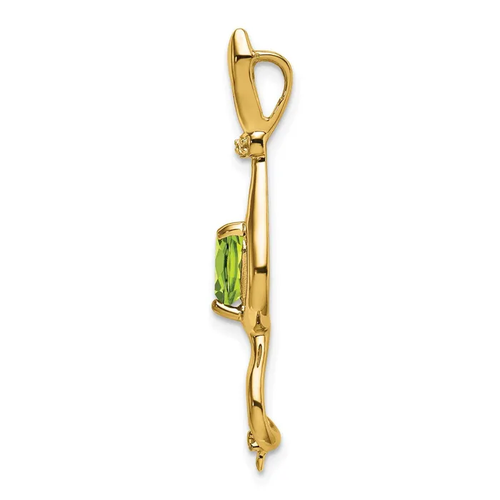 Goldia Necklaces 14K Yellow Gold Peridot and Real Diamond Cat Pendant
