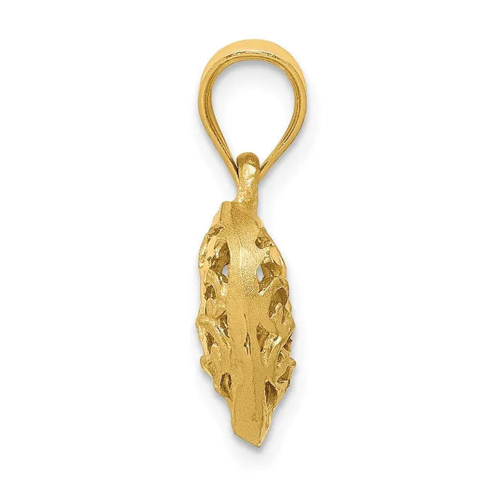 Goldia Necklaces 14k Yellow Gold Polished Filigree 3D Puffed Heart Pendant