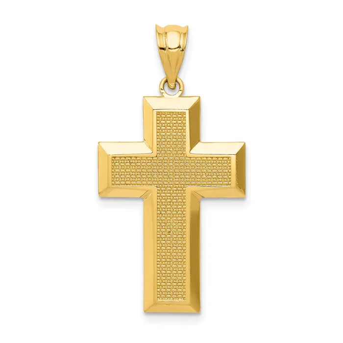 Goldia Necklaces 14k Yellow Gold Polished Textured Cross Pendant