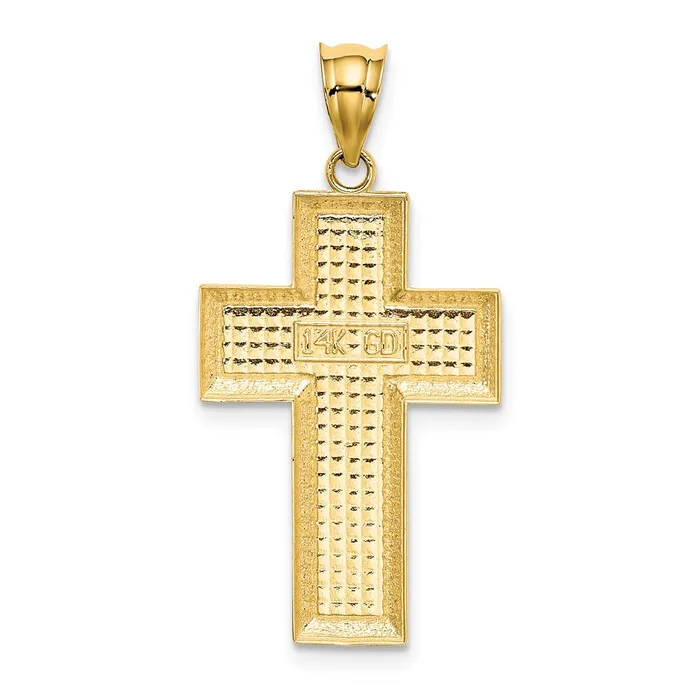 Goldia Necklaces 14k Yellow Gold Polished Textured Cross Pendant