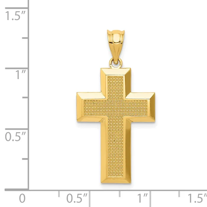 Goldia Necklaces 14k Yellow Gold Polished Textured Cross Pendant