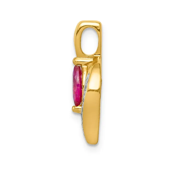 Goldia Necklaces 14K Yellow Gold Real Diamond and Marquise 25 Ruby Pendant