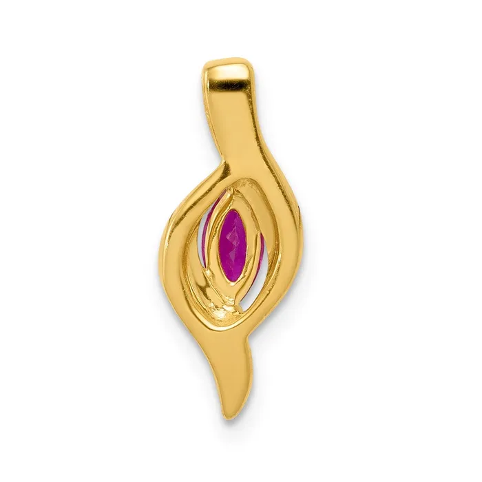 Goldia Necklaces 14K Yellow Gold Real Diamond and Marquise 25 Ruby Pendant