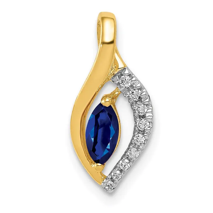 Goldia Necklaces 14K Yellow Gold Real Diamond and Marquise 37 Sapphire Pendant Goldia Necklaces 14K Yellow Gold Real Diamond and Marquise 37 Sapphire Pendant