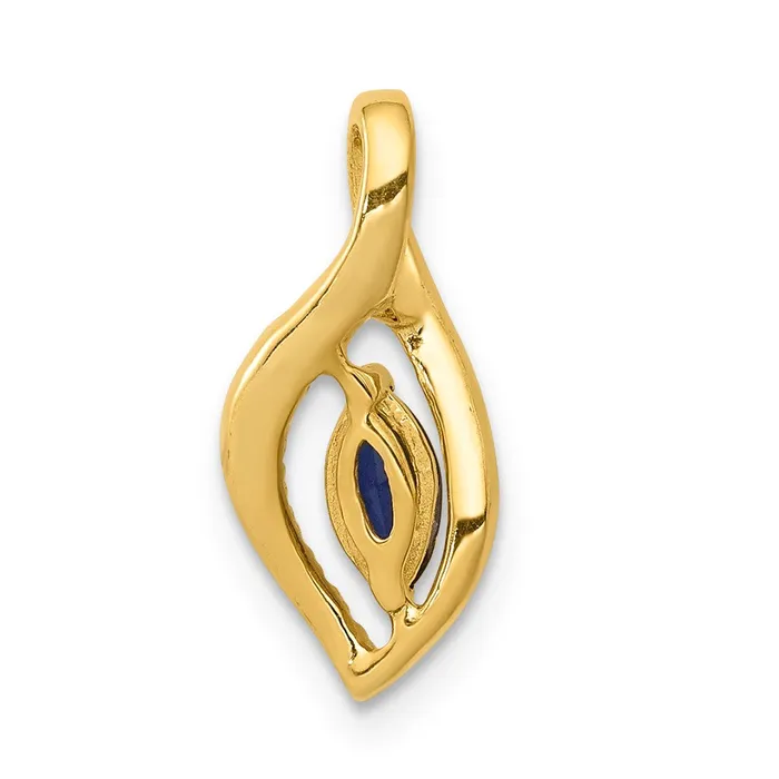 Goldia Necklaces 14K Yellow Gold Real Diamond and Marquise 37 Sapphire Pendant