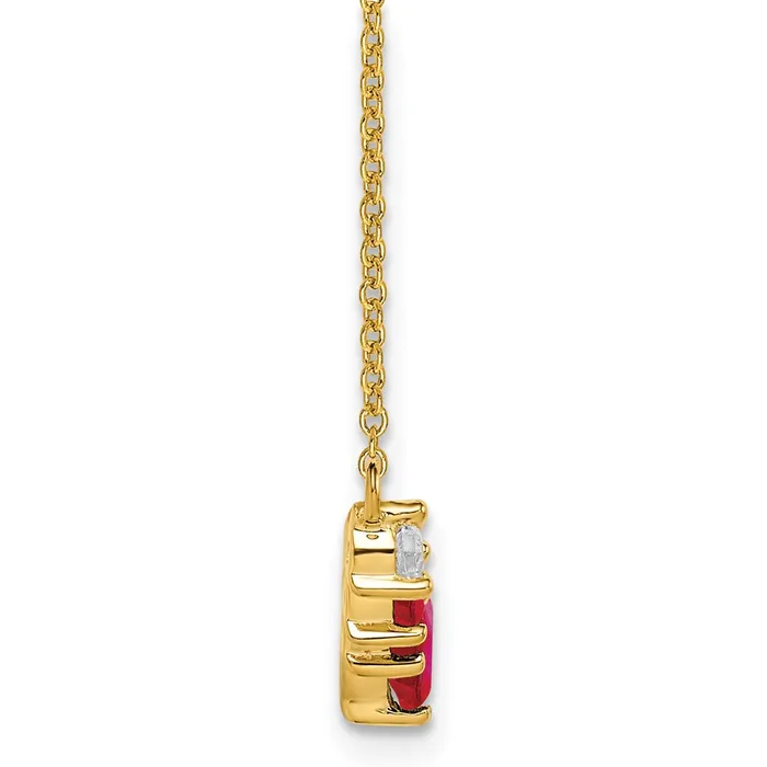 Goldia Necklaces 14K Yellow Gold Ruby and Real Diamond 18 inch Necklace