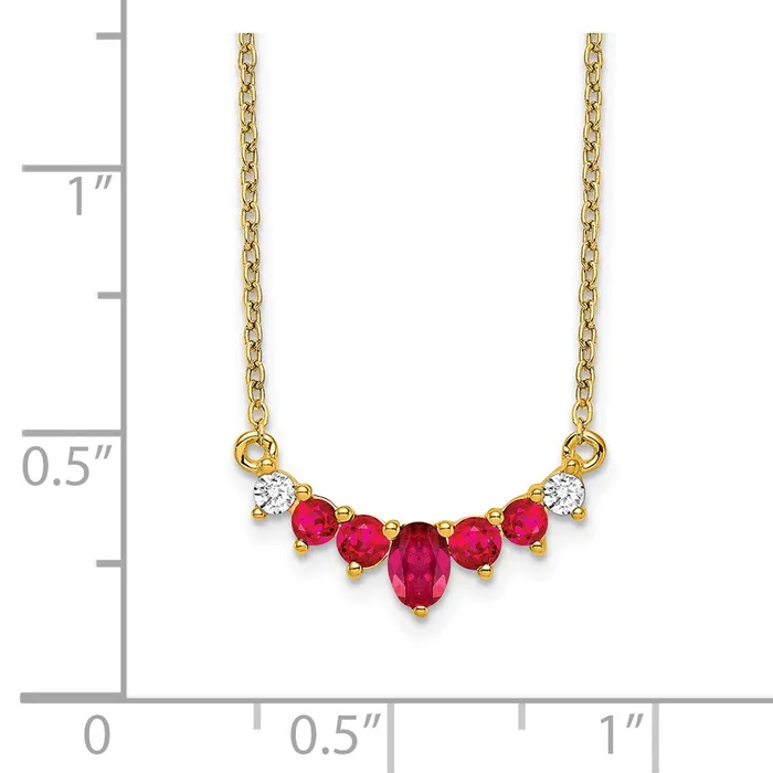 Goldia Necklaces 14K Yellow Gold Ruby and Real Diamond 18 inch Necklace