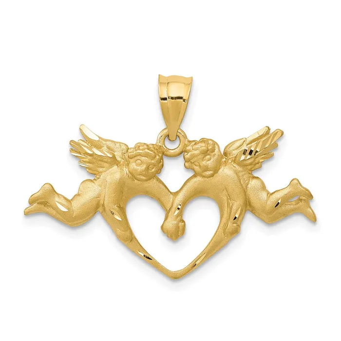 Goldia Necklaces 14k Yellow Gold Satin Angels Heart Pendant